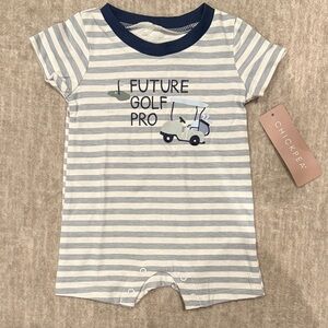 Striped Baby Romper with Golf Print